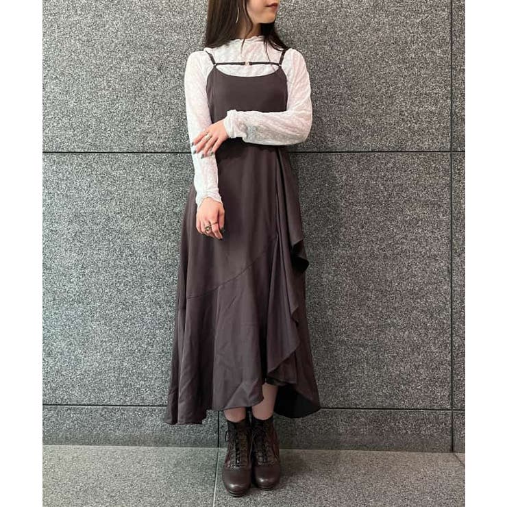 axes femme フリル キャミワンピース チュニック axes femme アクシーズファム レース フリル プリーツ お洒落
