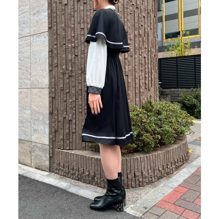 大きいサイズ！新品INED ケープデザインワンピース サイズ13 大きいサイズ＞パイピングケープデザインワンピース marun 通販