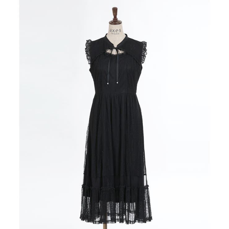 レースレイヤードノースリワンピース[品番：IGAW0004889]｜axes femme