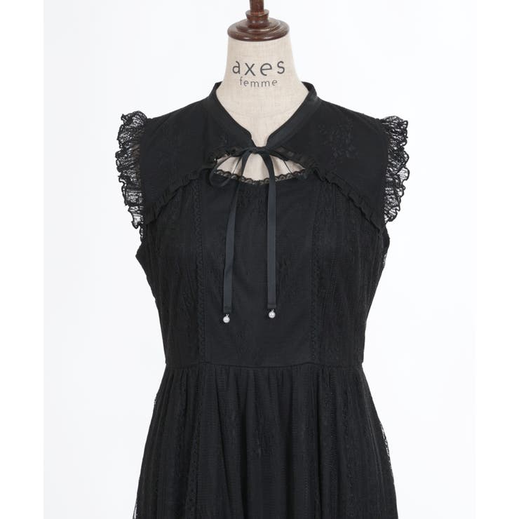 レースレイヤードノースリワンピース[品番：IGAW0004889]｜axes femme