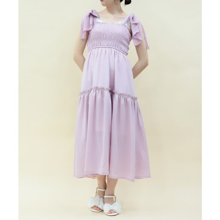 ピンク | バックフリルロングワンピース | axes femme