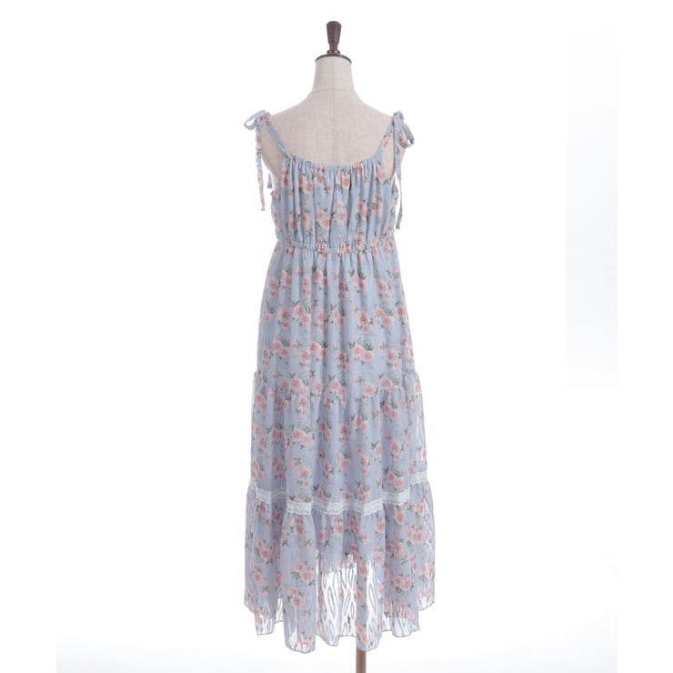 Axes femme 水色 花柄 長袖 ティアードワンピース 花柄ティアードワンピース【WEB限定価格】【期間限定価格