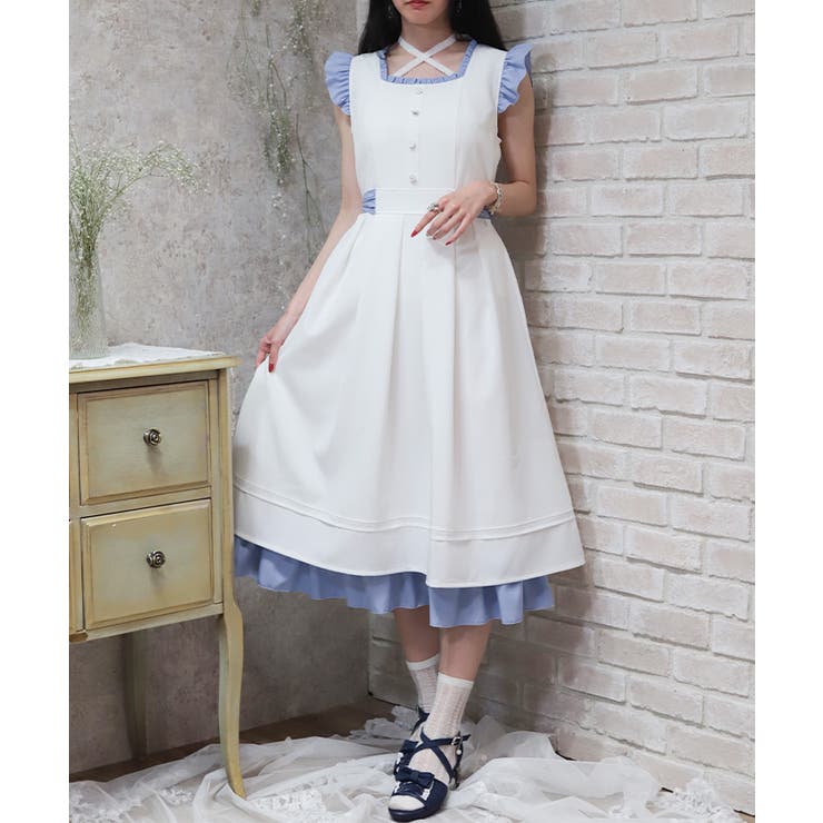 バイカラーフレアノースリワンピース | axes femme | 詳細画像1 