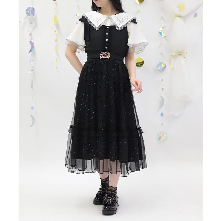 リボン×ラメチュールジャンパースカート | axes femme | 詳細画像10 