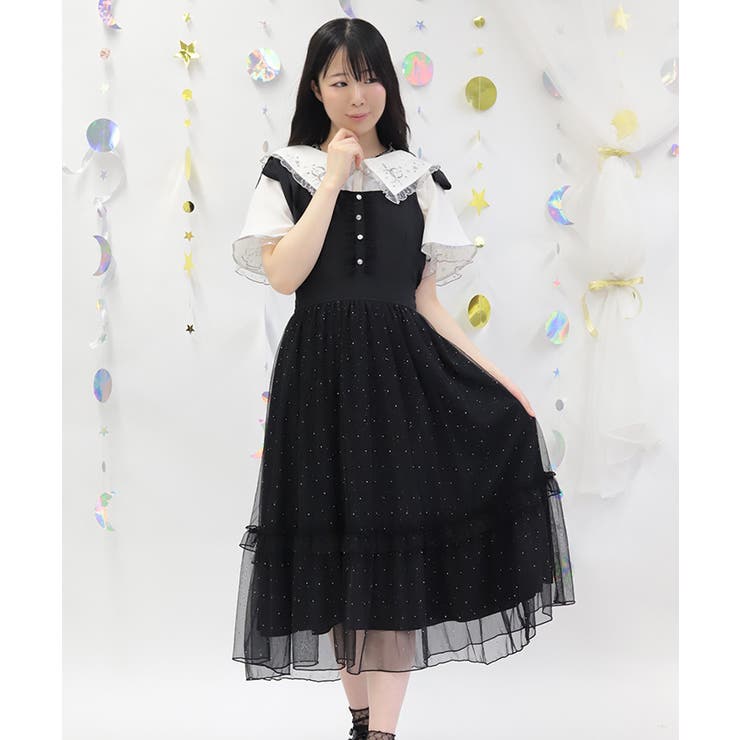 リボン×ラメチュールジャンパースカート | axes femme | 詳細画像15 