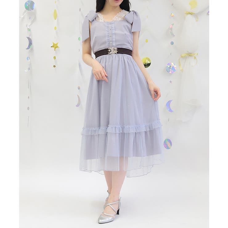 ラベンダー | リボン×ラメチュールジャンパースカート | axes femme
