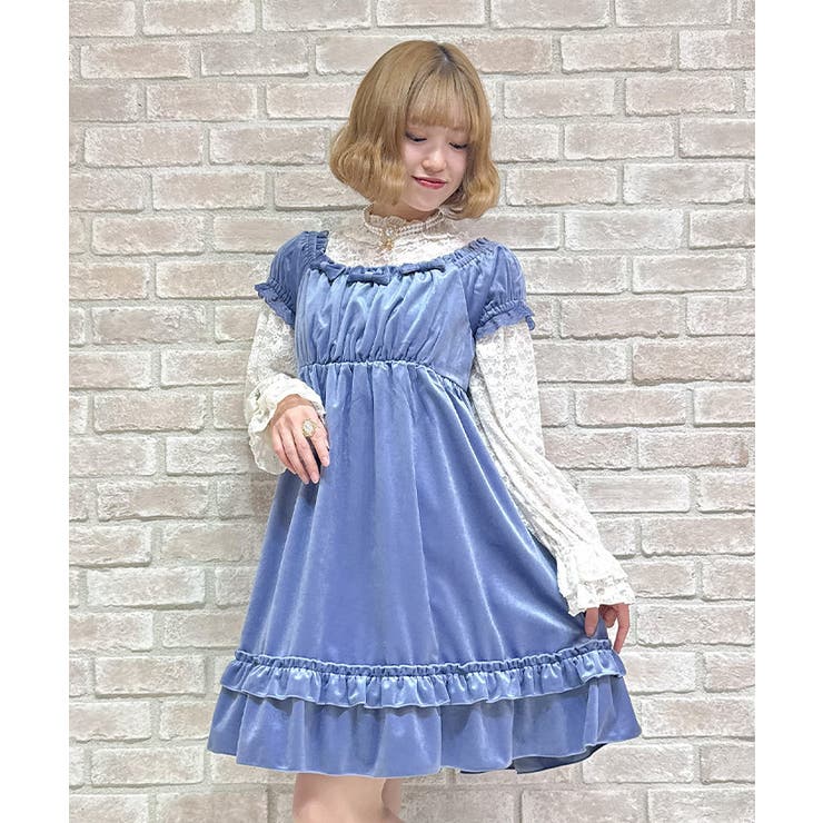 ブルー | トロワリボンベロアワンピース | axes femme