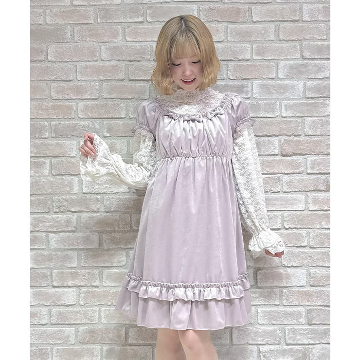 ピンク | トロワリボンベロアワンピース | axes femme