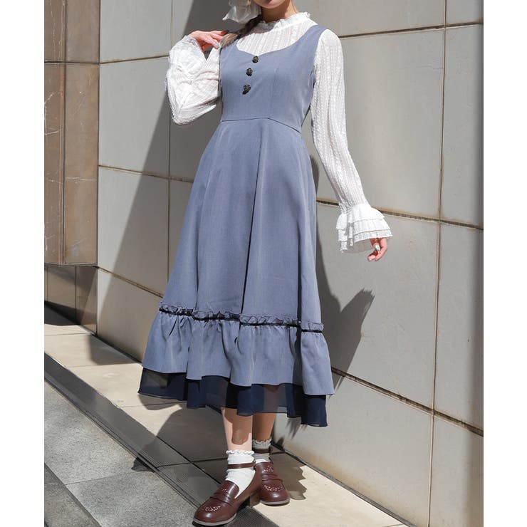 ブルー | レースアップジャンパースカート | axes femme