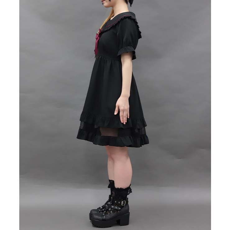 クロス刺繍セーラーミニワンピース | axes femme | 詳細画像2 