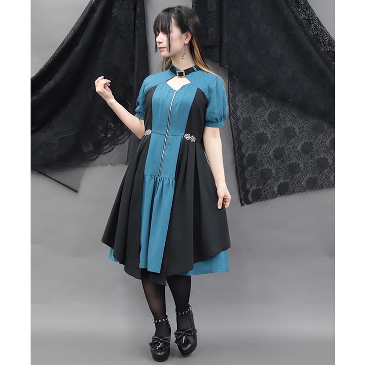 金具デザインバイカラーワンピース | axes femme | 詳細画像13 