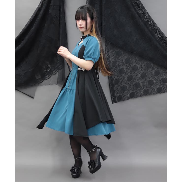 金具デザインバイカラーワンピース | axes femme | 詳細画像14 