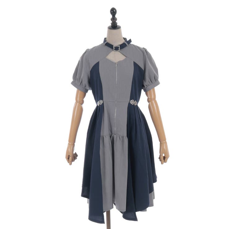金具デザインバイカラーワンピース | axes femme | 詳細画像16 