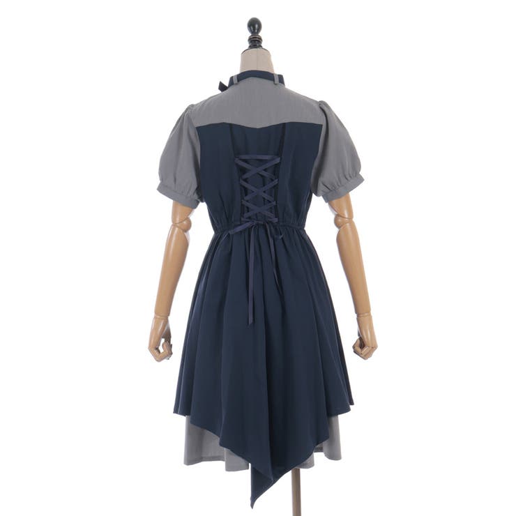 金具デザインバイカラーワンピース | axes femme | 詳細画像18 