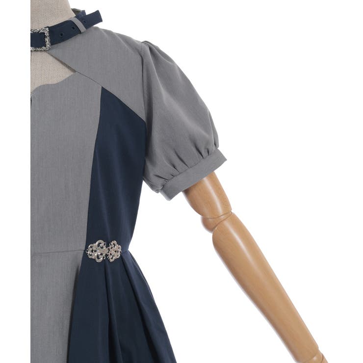 金具デザインバイカラーワンピース | axes femme | 詳細画像24 
