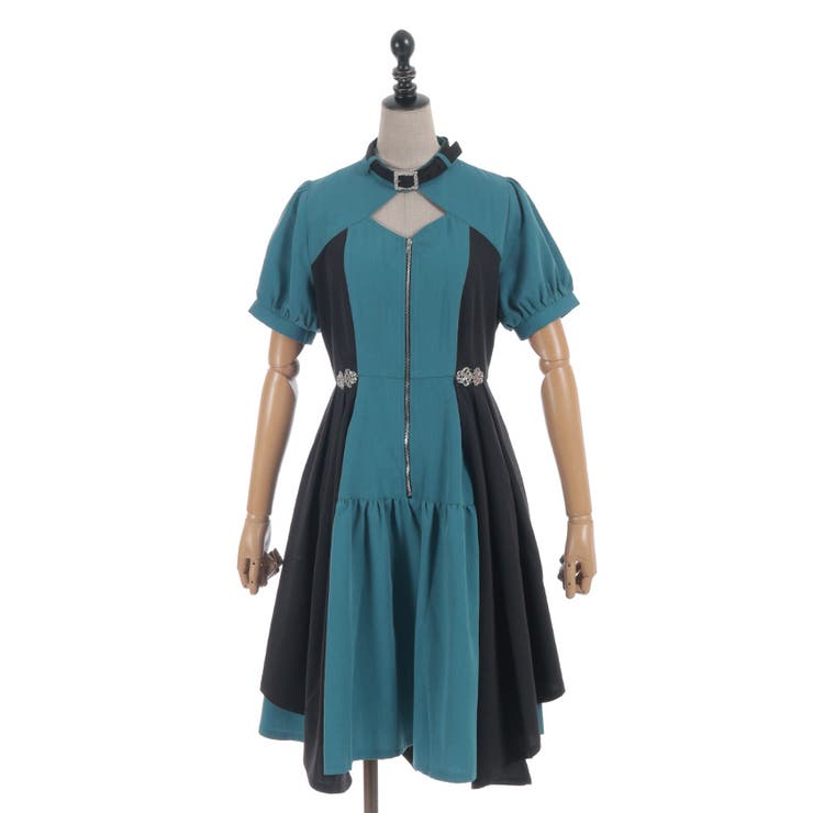 金具デザインバイカラーワンピース | axes femme | 詳細画像25 