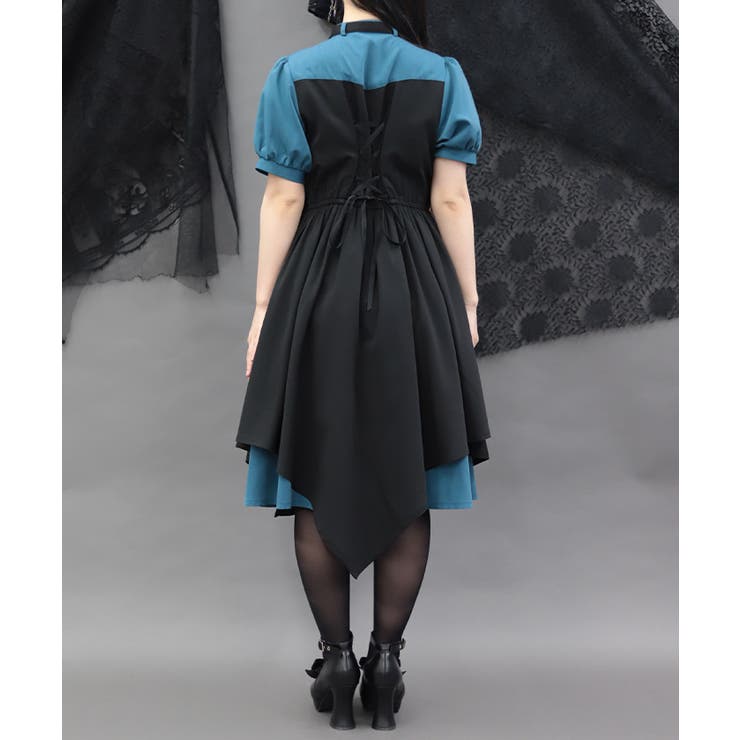 金具デザインバイカラーワンピース | axes femme | 詳細画像3 