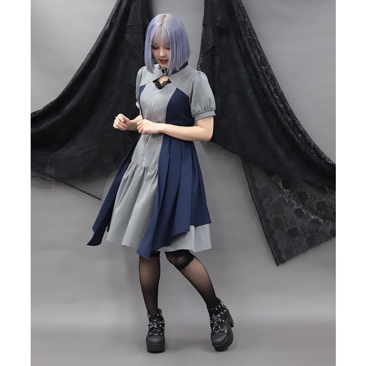 金具デザインバイカラーワンピース | axes femme | 詳細画像7 