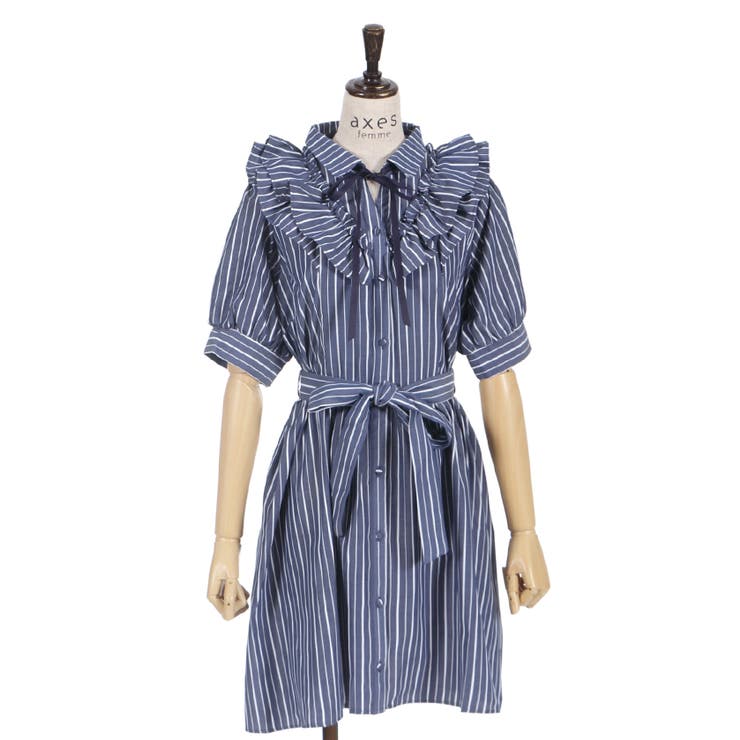 ストライプ柄ミニワンピース[品番：IGAW0002079]｜axes femme