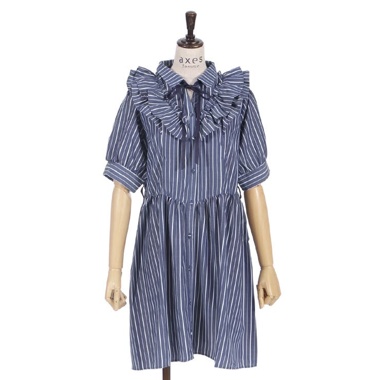 ストライプ柄ミニワンピース[品番：IGAW0002079]｜axes femme