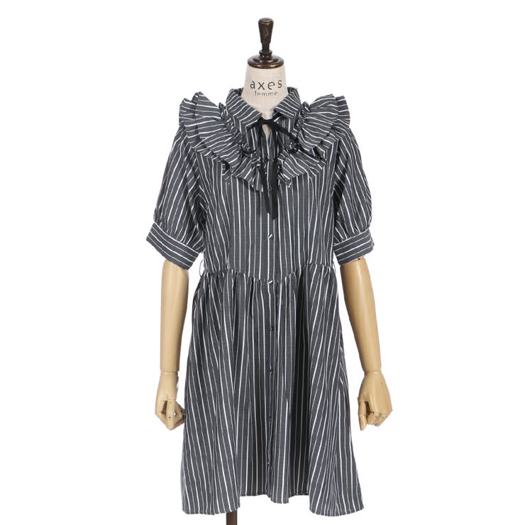 ストライプ柄ミニワンピース[品番：IGAW0002079]｜axes femme