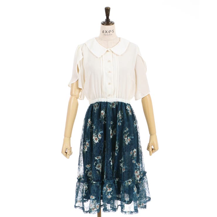 マーガレット柄ドッキングOP[品番：IGAW0002209]｜axes femme