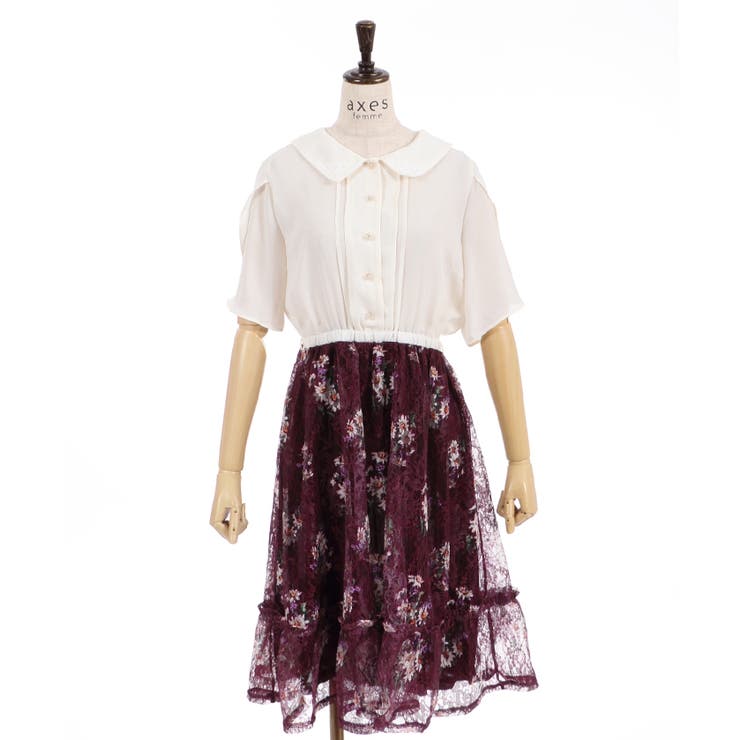マーガレット柄ドッキングOP[品番：IGAW0002209]｜axes femme