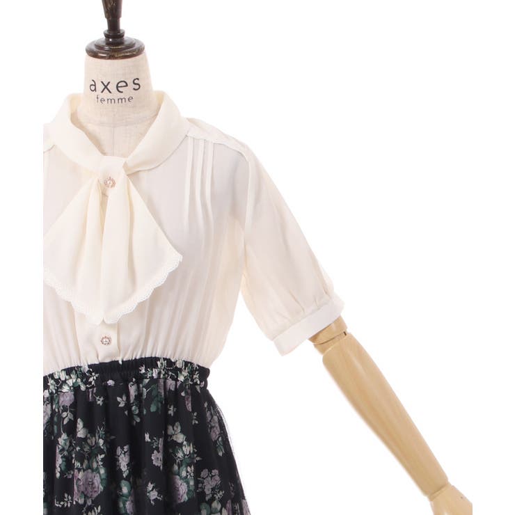 リボン付レイヤード花柄OP[品番：IGAW0003554]｜axes femme  