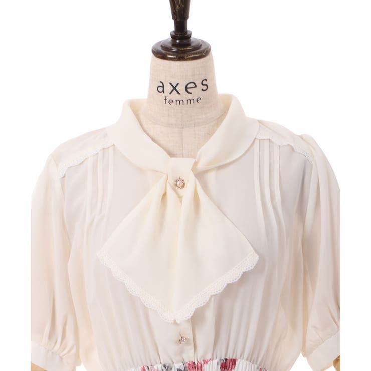 リボン付レイヤード花柄OP[品番：IGAW0003554]｜axes femme