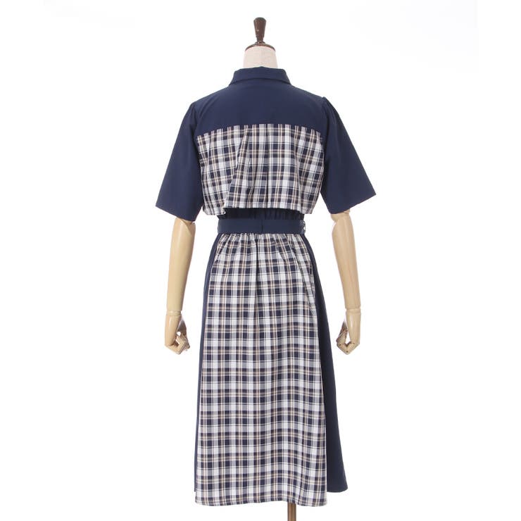 パッチワークシャツワンピース[品番：IGAW0003789]｜axes femme