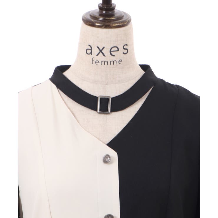 チョーカー風バイカラーOP[品番：IGAW0003665]｜axes femme