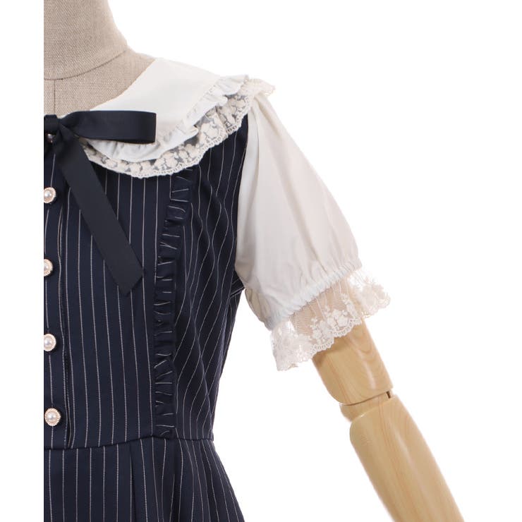 フリルビッグ襟半袖ワンピース[品番：IGAW0003770]｜axes femme