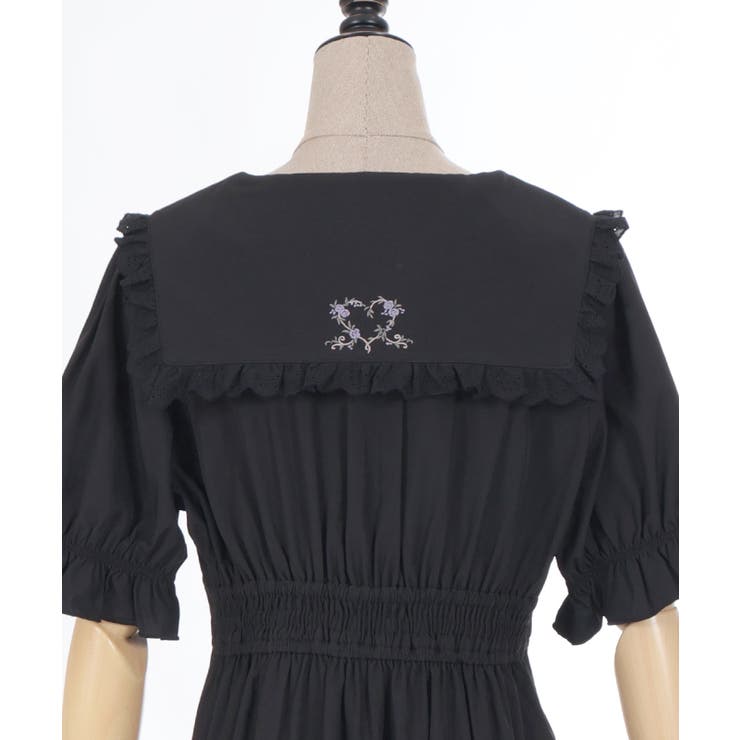 お値下げ♡familiar♡現行品ワンピース♡100♡ネイビー♡ コットンレースデザインワンピース[品番：IGAW0005143]｜axes
