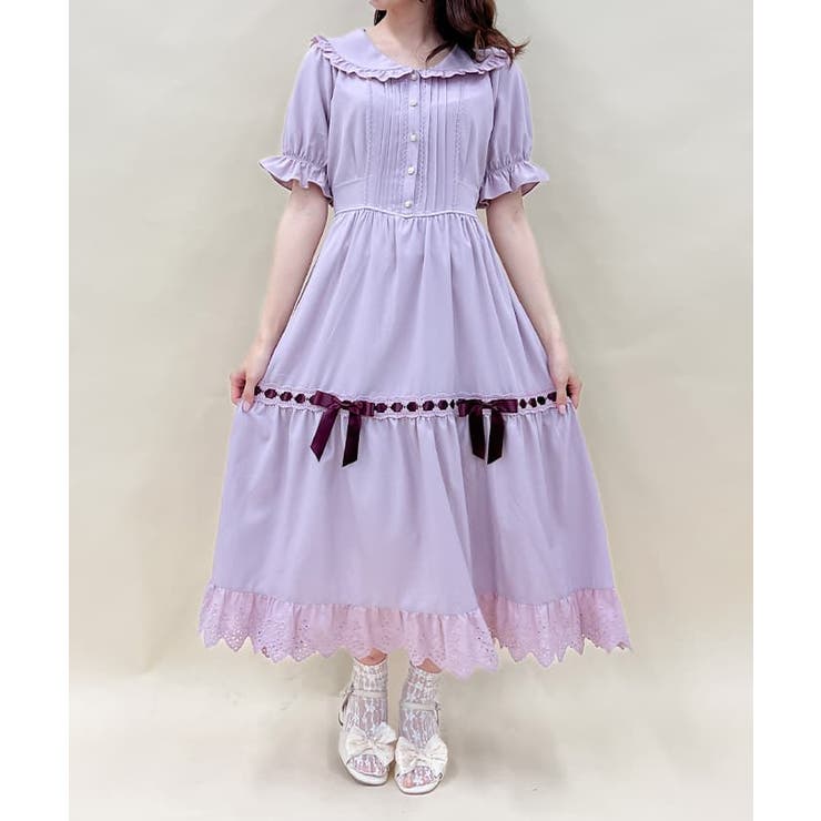 アクシーズファム ロングワンピース シフォン レース 花柄 アクシーズファム ロングワンピース シフォン レース 花柄