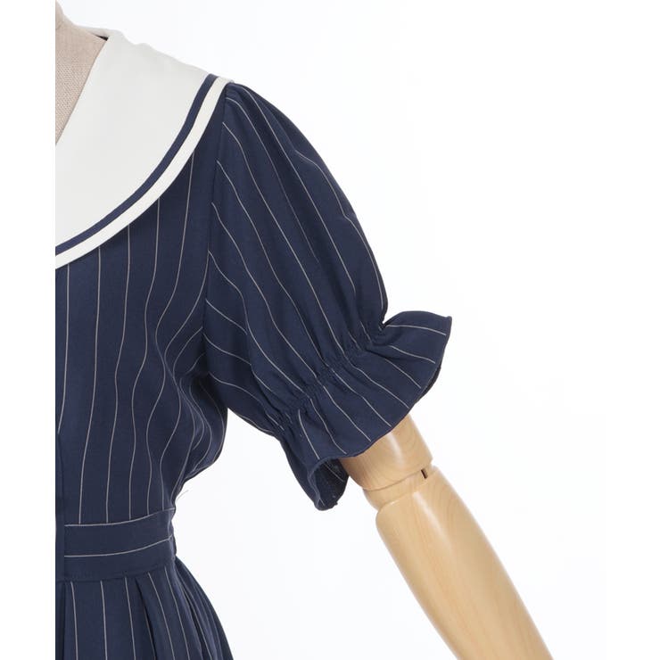 ストライプセーラーワンピース[品番：IGAW0005179]｜axes femme