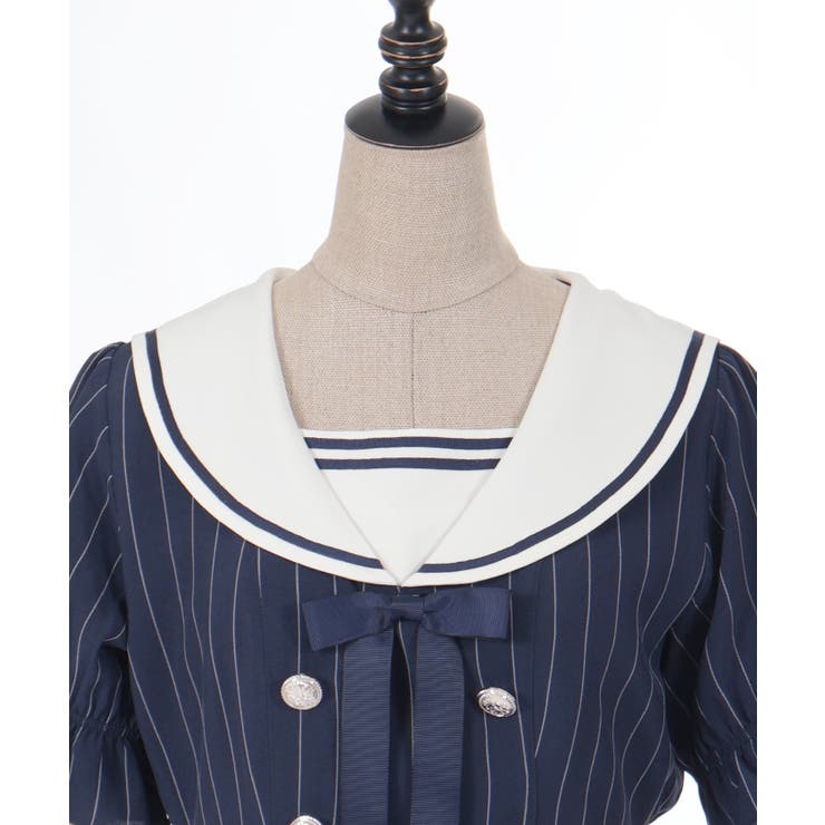 ストライプセーラーワンピース[品番：IGAW0005179]｜axes femme