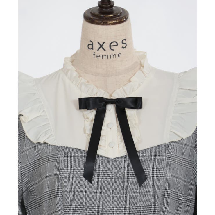 axes femme ワンピース　kawaii リボンブローチ　ブラウス リボンブローチセットブラウス | outlet | axes femme online shop