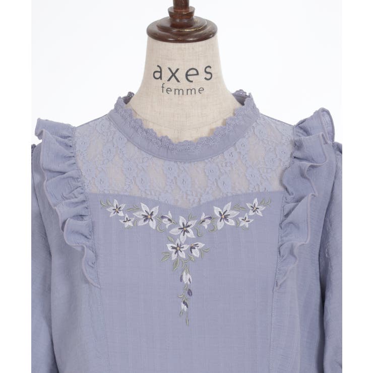 すみれ刺繍ワンピース[品番：IGAW0005085]｜axes femme（アクシーズ