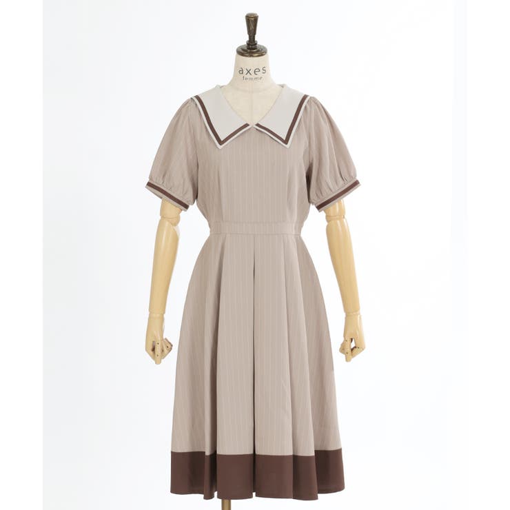 タイ付き×セーラー襟ワンピース[品番：IGAW0005047]｜axes femme