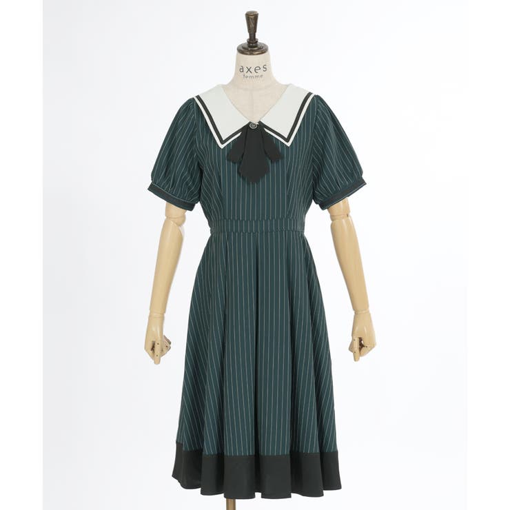 タイ付き×セーラー襟ワンピース[品番：IGAW0005047]｜axes femme