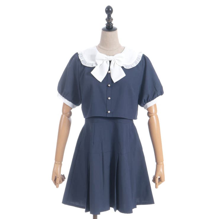 バイカラードッキングミニワンピース | axes femme | 詳細画像16 