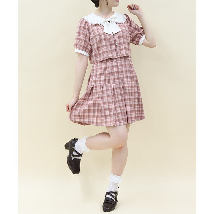 ピンク | バイカラードッキングミニワンピース | axes femme