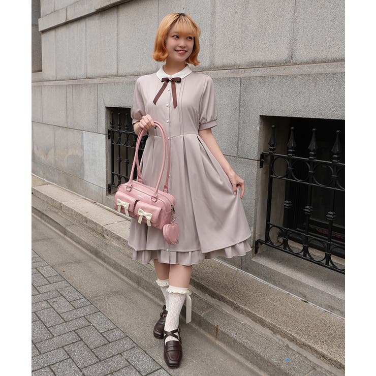 ブローチ付きバイカラーワンピース | axes femme | 詳細画像12 