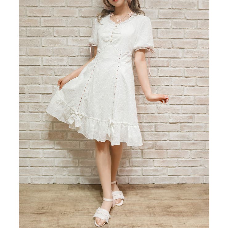 梯子レースコットンワンピース[品番：IGAW0008047]｜axes femme