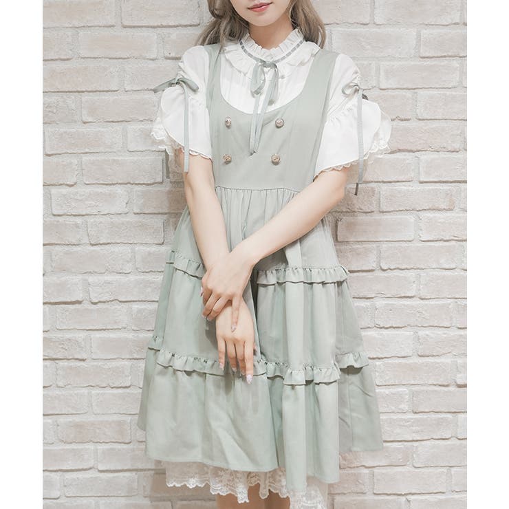 ミント | 姫袖風ドッキングワンピース | axes femme