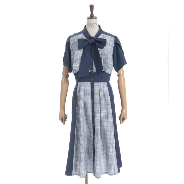チェックパッチワークワンピース[品番：IGAW0006646]｜axes