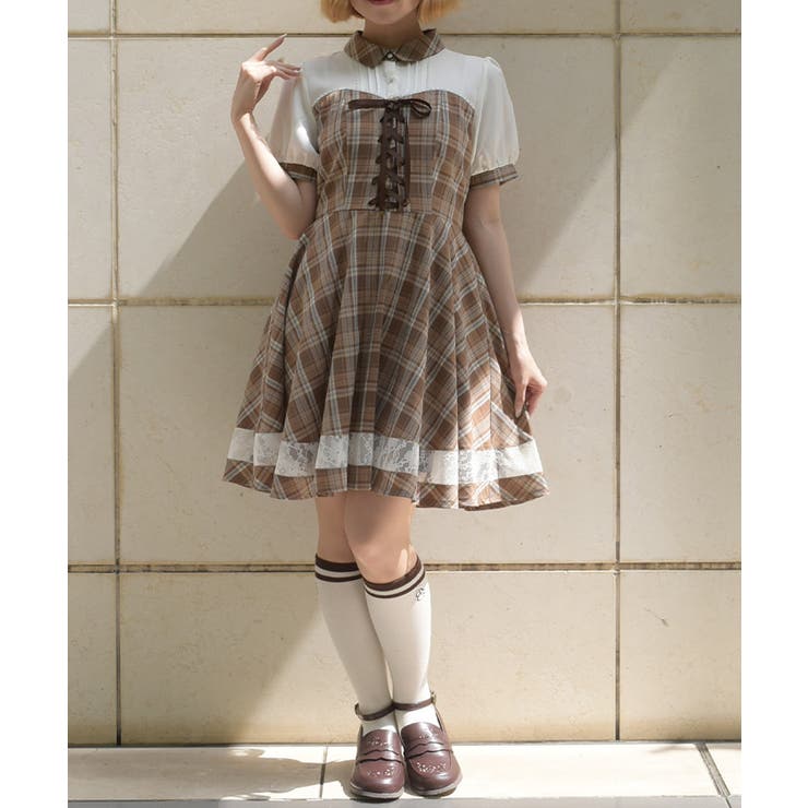 茶 | ビスチェ風ドッキングワンピース | axes femme
