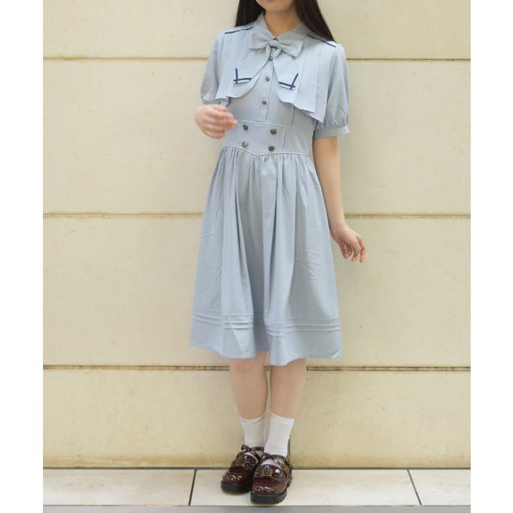 サックス | リボンセットフラシワンピース | axes femme