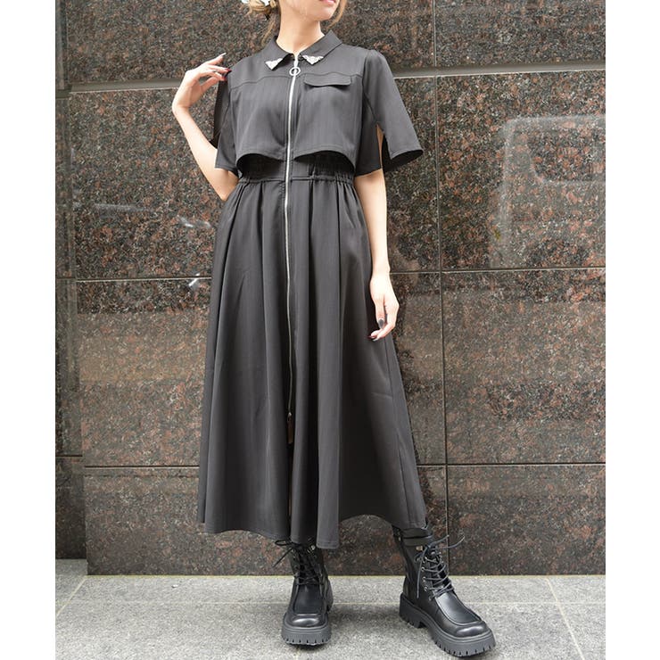 黒 | ジップ×異素材ＯＰ | axes femme