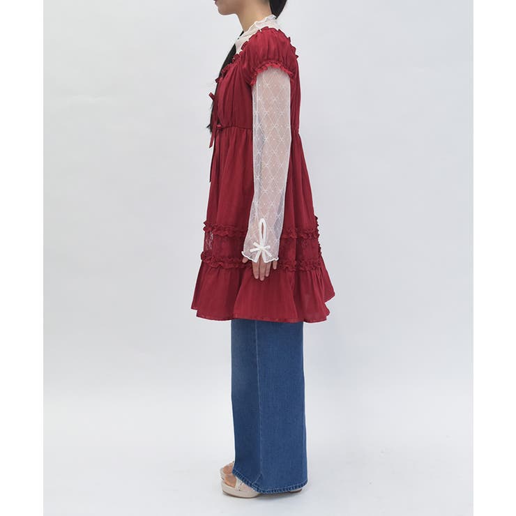 axes femme Chalmiereクラシックコットンブラウス（赤） クラシックコットンブラウス | Chalmiere │ axes femme onlineshop